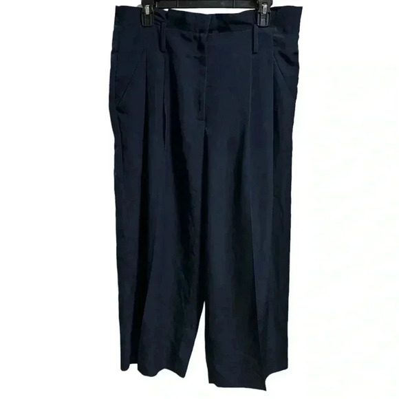 Michael Michael Kors Navy Blue Wide Leg Cropped Pants Size Large - Picture 1 of 4